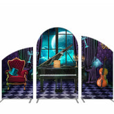 Aperturee Piano House Blue Moon Halloween Arch Backdrop Cover